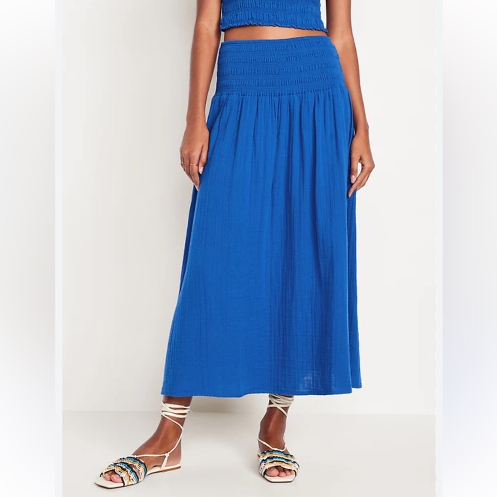 High-Waisted Crinkle Gauze Maxi Skirt